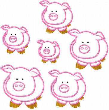 Cow Border,Sheep Border and Pig Border Machine Embroidery Design